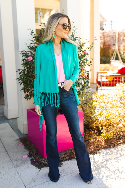 Fringe sales wrap sweater