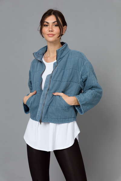 Quilted Squares Jacket, Blue