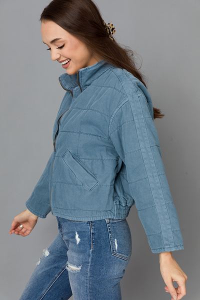Quilted Squares Jacket, Blue