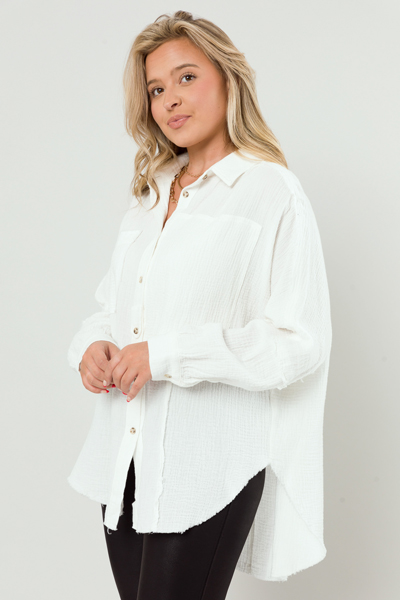 Gauze Button Tunic, Off White