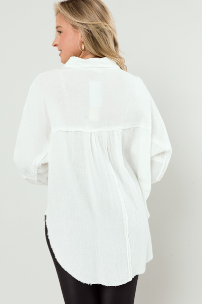 Gauze Button Tunic, Off White