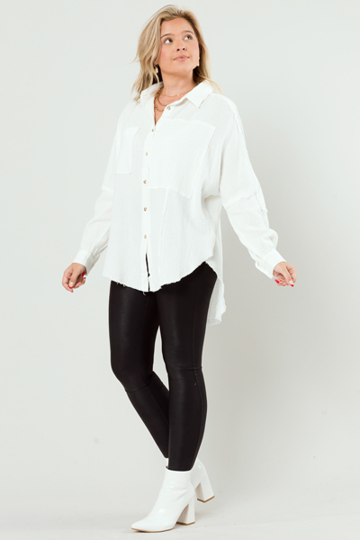 Gauze Button Tunic, Off White