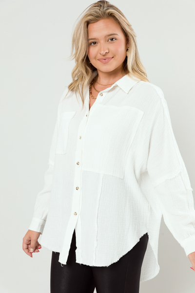 Gauze Button Tunic, Off White