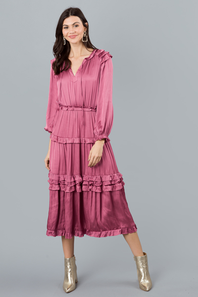 Silk Ruffle Maxi, Rose