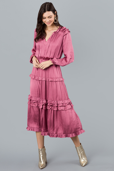 Silk Ruffle Maxi, Rose