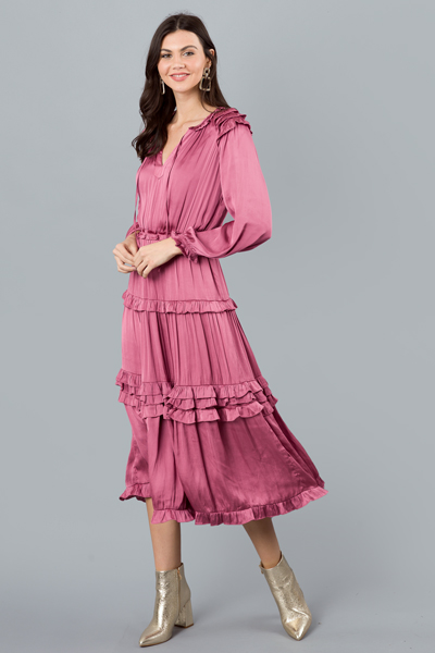 Silk Ruffle Maxi, Rose