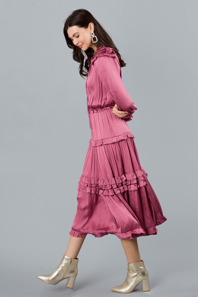 Silk Ruffle Maxi, Rose