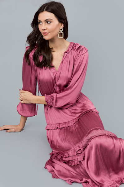 Silk Ruffle Maxi, Rose