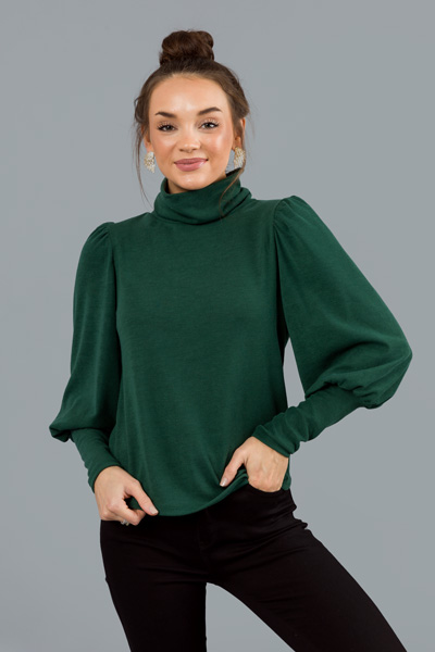 Balloon Sleeve Turtleneck, Hunter