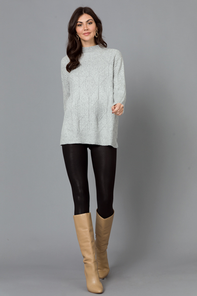 Diamond Pattern Sweater, H. Grey