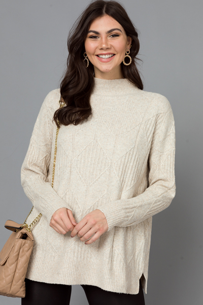 Diamond Pattern Sweater, Oatmeal