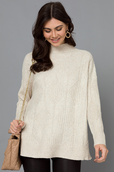 Diamond Pattern Sweater, Oatmeal