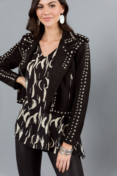 Mick Studded Suede Jacket, Black