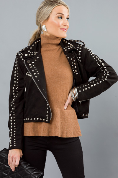 Mick Studded Suede Jacket, Black