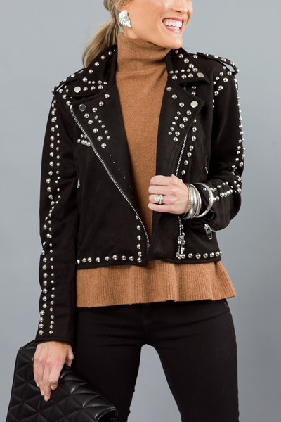 Mick Studded Suede Jacket, Black