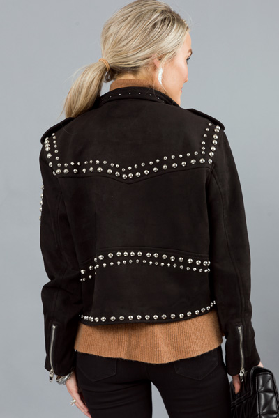 Mick Studded Suede Jacket, Black