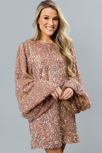 Gogo Sequin Dress, Bronze