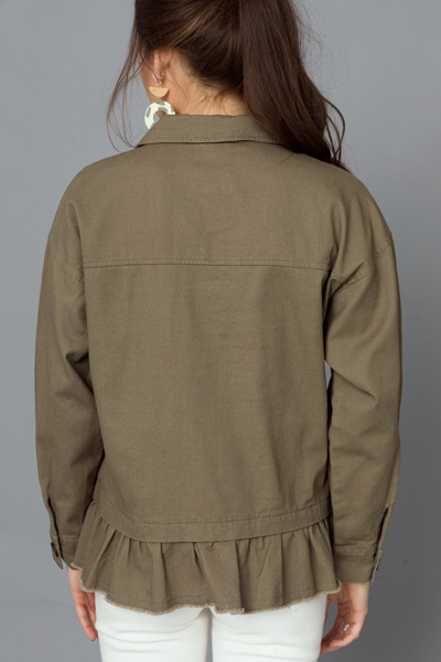 Ruffle Hem Jacket, Olive