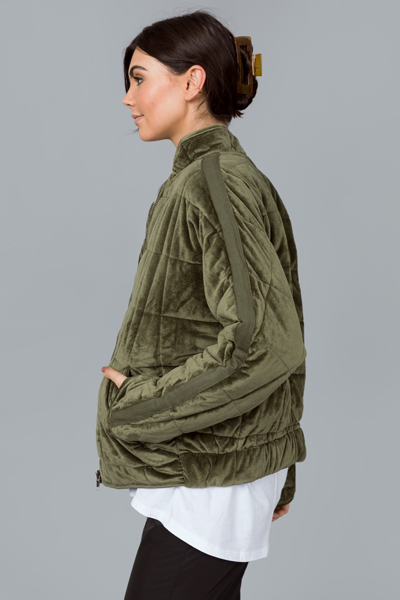 Velvet Quilted Jacket, Olive