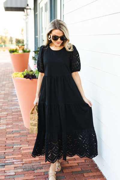 Eyelet Contrast Maxi, Black