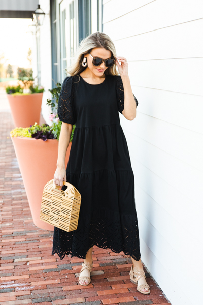 Eyelet Contrast Maxi, Black