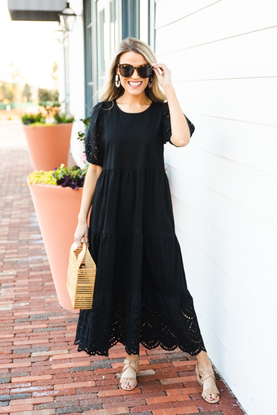 Eyelet Contrast Maxi, Black