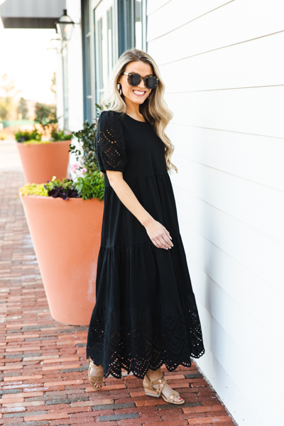 Eyelet Contrast Maxi, Black