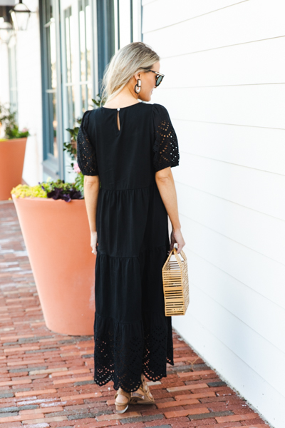 Eyelet Contrast Maxi, Black