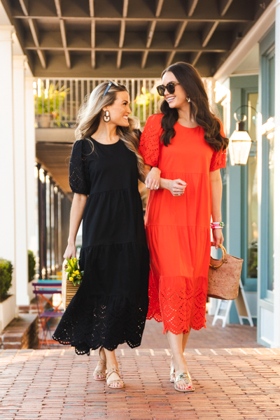 Eyelet Contrast Maxi, Black