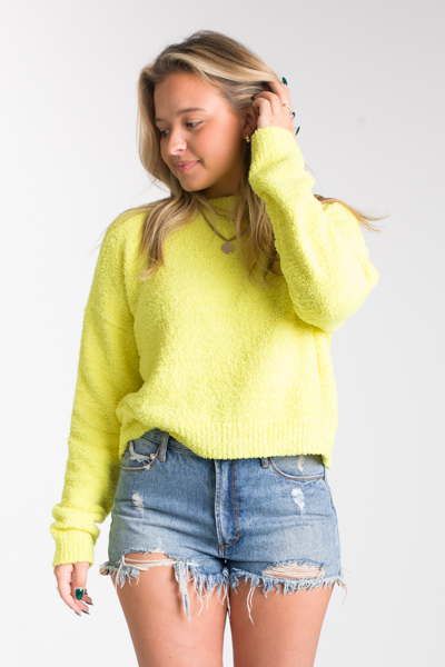 Plush Sweater, Lime Yellow