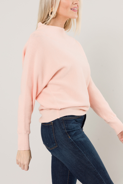 Off Shoulder Sweater, Pale Pink