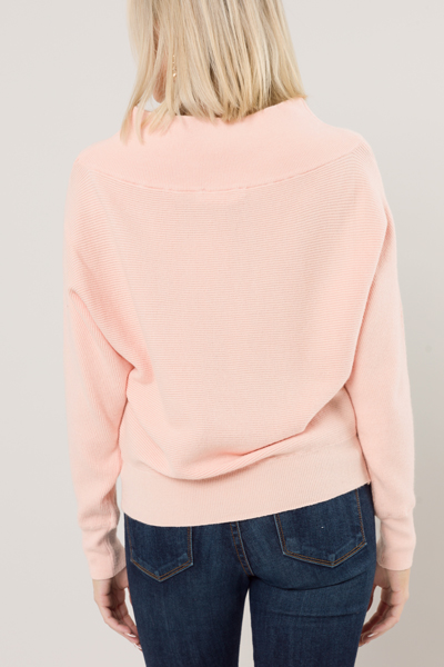 Off Shoulder Sweater, Pale Pink