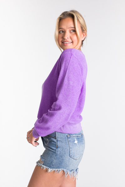 Crop Fleece Pullover, Purple