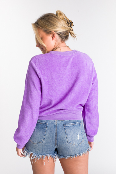 Crop Fleece Pullover, Purple