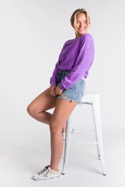Crop Fleece Pullover, Purple
