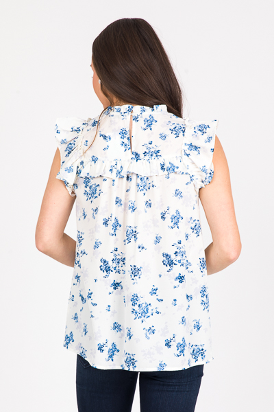 Blue Blooms Ruffle Blouse