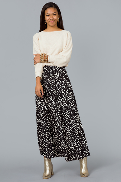Dalmatian Maxi Skirt, Black