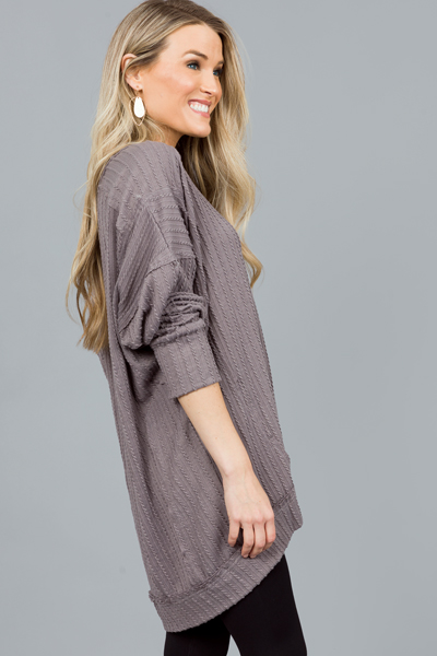 Rope Texture Pullover, Grey
