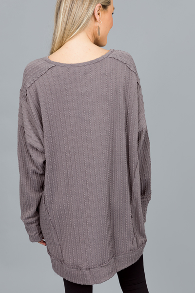 Rope Texture Pullover, Grey