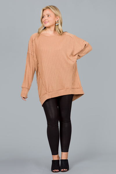 Rope Texture Pullover, Latte