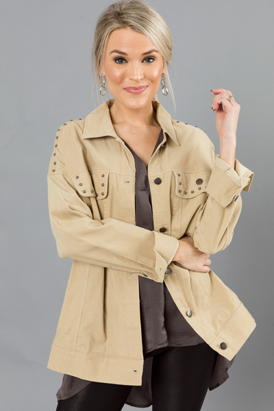 Studded Corduroy Jacket, Sand