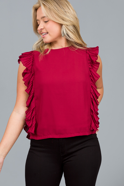 Side Show Pleat Blouse, Burgundy