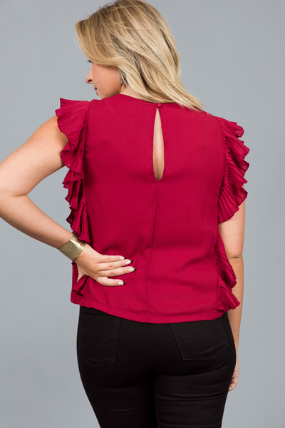 Side Show Pleat Blouse, Burgundy