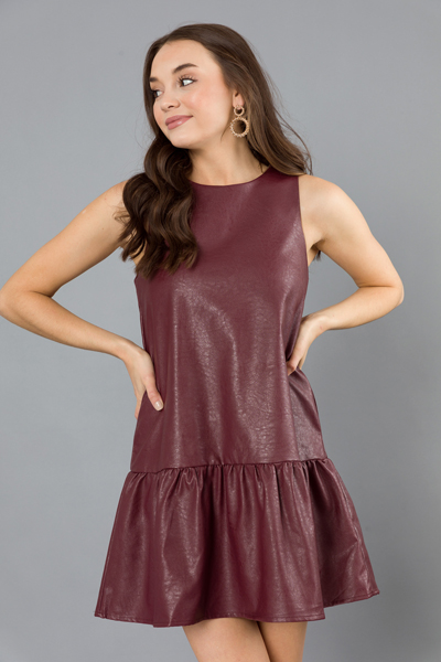 Better In Leather Dress, Burgundy