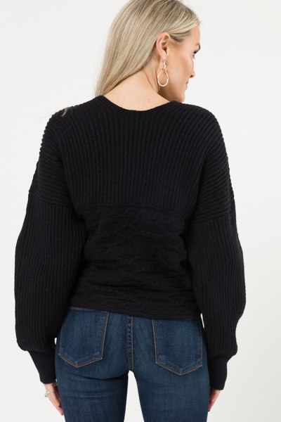 Wrapped Crop Sweater, Black