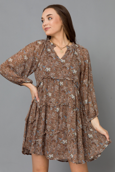 Mocha Me Floral Dress