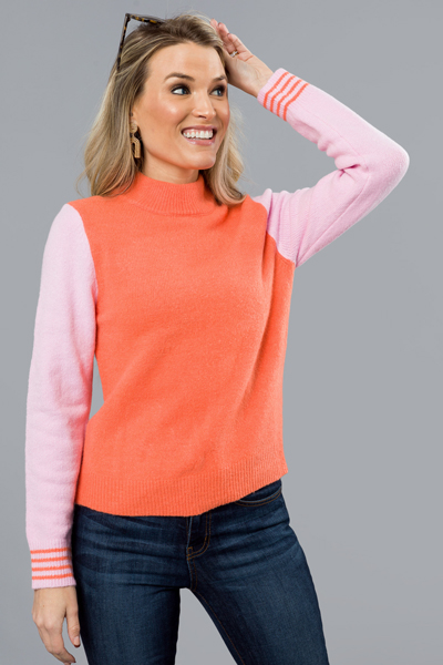 Stacy Colorblock Sweater, Pink/Orange
