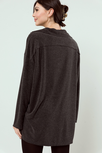 Knit Button Up Tunic, Charcoal