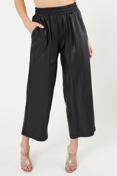 Leather Capri Pants, Black