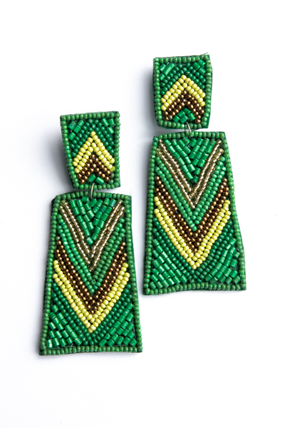Chevron Rhombus Earrings, Green